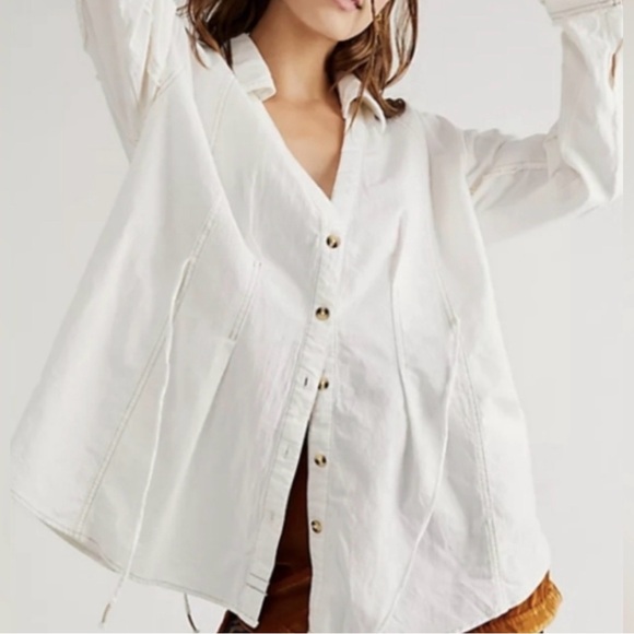 We The Free Tops - We The Free White/Cream Button-Down Boho Shirt Tunic Martin Oxford XS up to M